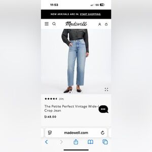 Madewell Blue Wide-Leg Crop Jeans